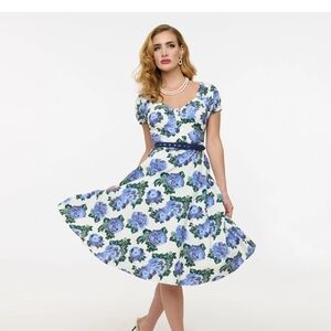 Floral Blue and White Dress